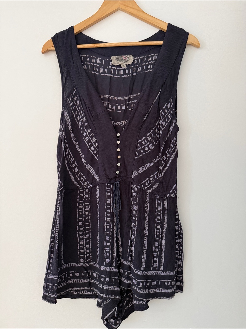 Ecote Navy Batik Print Romper